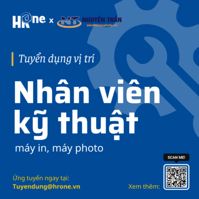 HROne đồng hành cùng CÔNG TY CỔ PHẦN THƯƠNG MẠI VÀ TƯ VẤN GIẢI PHÁP THIẾT BỊ NGUYỄN TRẦN tuyển dụng vị trí nhân viên kỹ thuật máy in, máy photo